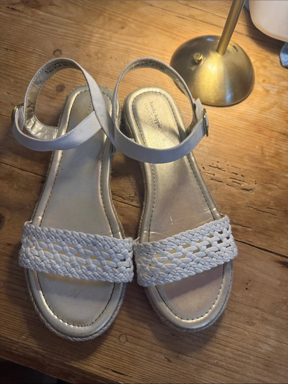 Haute Hippie Kids White Braided Strap Sandals